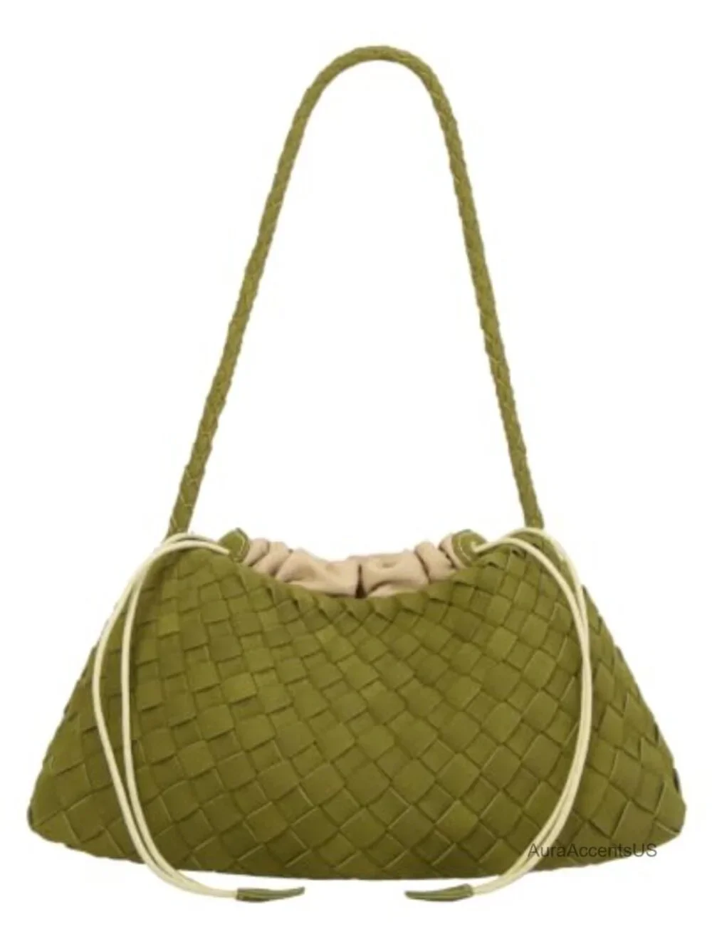 Trendy Woven Hobo Bag Suede PU Leather Bucket Purse Shoulder Tote Handbag